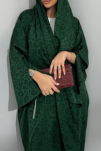 Leopard Print Texture Open Abaya + Matching Hijab