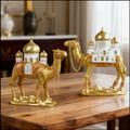 Elegant Gold Camel Statue Set with Mosque Accent