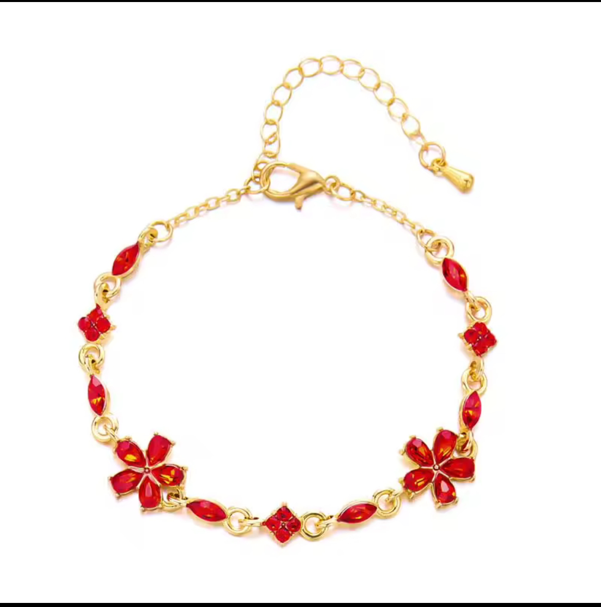 18K Gold Plated Crystal Clover Bracelet for Women