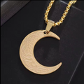 18K Gold- Plated Engraved Arabic Crescent Moon Pendant Necklace